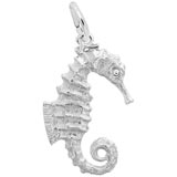 14K White Gold Curly Tail Seahorse Charm by Rembrandt Charms
