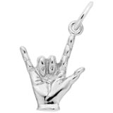 14K White Gold I Love You Hand Sign Charm by Rembrandt Charms