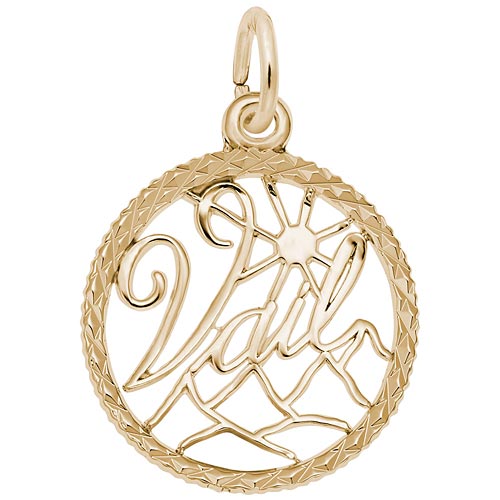 14K Gold Vail, Colorado Faceted Charm by Rembrandt Charms 14K Gold Vail, Colorado Faceted Charm by Rembrandt Charms