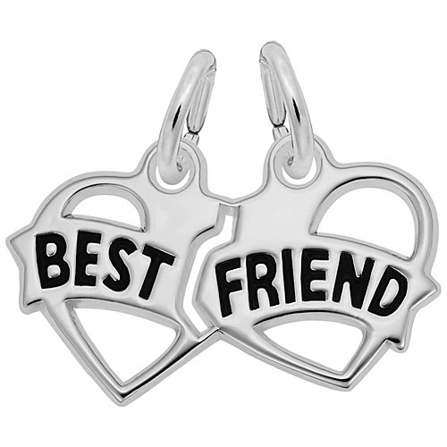14K White Gold Best Friends Heart Charm by Rembrandt Charms 14K White Gold Best Friends Heart Charm by Rembrandt Charms