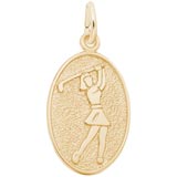 Gold Plated Female Golfer Charm by Rembrandt Charms