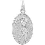 14k White Gold Female Golfer Charm by Rembrandt Charms