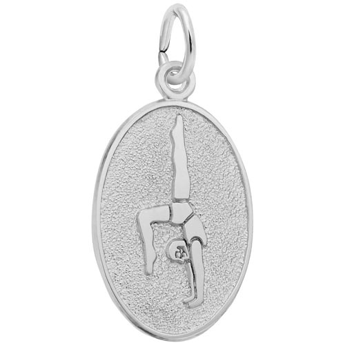 14K White Gold Gymnast Oval Disc Charm by Rembrandt Charms