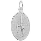 14K White Gold Gymnast Oval Disc Charm by Rembrandt Charms