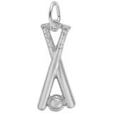 14K White Gold Baseball and Bats Charm by Rembrandt Charms