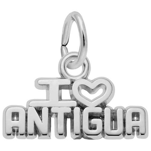 14K White Gold I Love Antigua Charm by Rembrandt Charms
