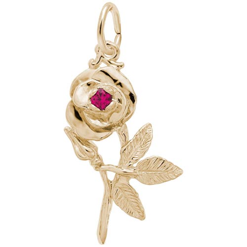 14k Gold Rose with Stone Charm by Rembrandt Charms