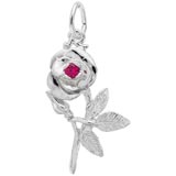 Sterling Silver Rose with Stone Charm by Rembrandt Charms