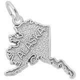 14K White Gold Alaska Map Charm by Rembrandt Charms