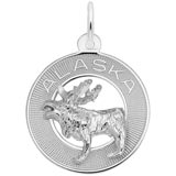 14K White Gold Alaska Moose Ring Charm by Rembrandt Charms