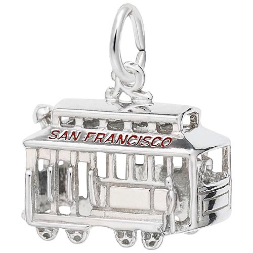 14K White Gold San Francisco Cable Car by Rembrandt Charms