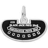 14K White Gold Black Jack Table Charm by Rembrandt Charms