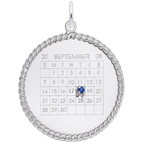 14k White Gold Birthstone Calendar Disc Charm by Rembrandt Charms 14k White Gold Birthstone Calendar Disc Charm by Rembrandt Charms