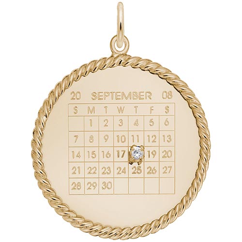 Gold Plate Diamond Rope Calendar Charm by Rembrandt Charms Gold Plate Diamond Rope Calendar Charm by Rembrandt Charms