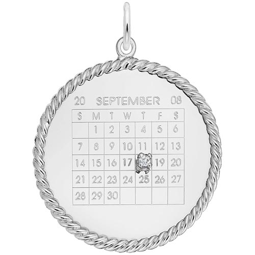 14K White Gold Diamond Rope Calendar Charm by Rembrandt Charms 14K White Gold Diamond Rope Calendar Charm by Rembrandt Charms