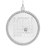 14K White Gold Diamond Rope Calendar Charm by Rembrandt Charms