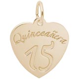 Rembrandt Quinceanera Heart Charm, 10k Yellow Gold