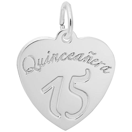 Rembrandt Quinceanera Heart Charm, Sterling Silver