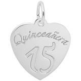 Rembrandt Quinceanera Heart Charm, 14k White Gold