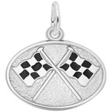14k White Gold Racing Flags Charm by Rembrandt Charms