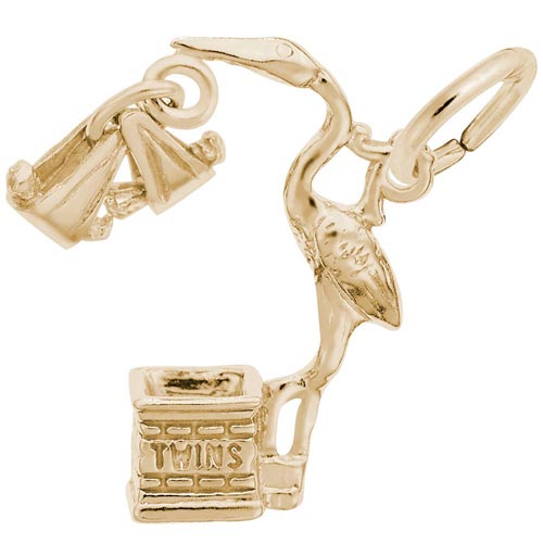 14k Gold It's Twins Stork Charm by Rembrandt Charms