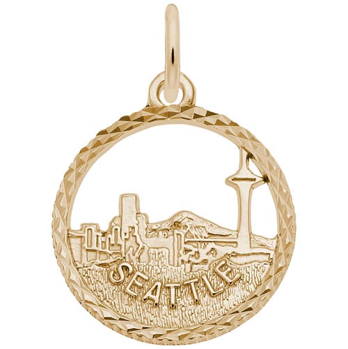 14k Gold Seattle Skyline Faceted Charm by Rembrandt Charms 14k Gold Seattle Skyline Faceted Charm by Rembrandt Charms