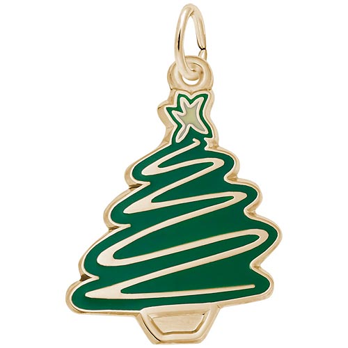 Gold Plated Green Christmas Tree Charm by Rembrandt Charms