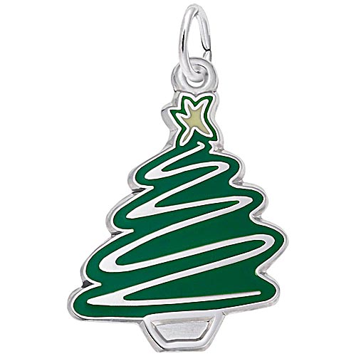 14K White Gold Green Christmas Tree Charm by Rembrandt Charms 14K White Gold Green Christmas Tree Charm by Rembrandt Charms