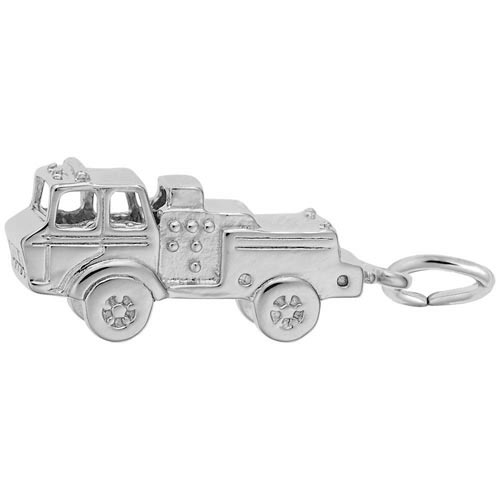 14K White Gold Fire Truck Charm by Rembrandt Charms