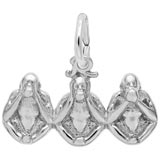 14K White Gold Three Little Monkeys Charm by Rembrandt Charms