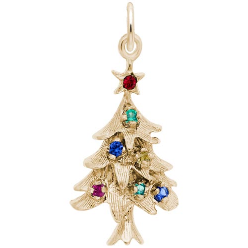 14K Gold Stone Christmas Tree Charm by Rembrandt Charms 14K Gold Stone Christmas Tree Charm by Rembrandt Charms