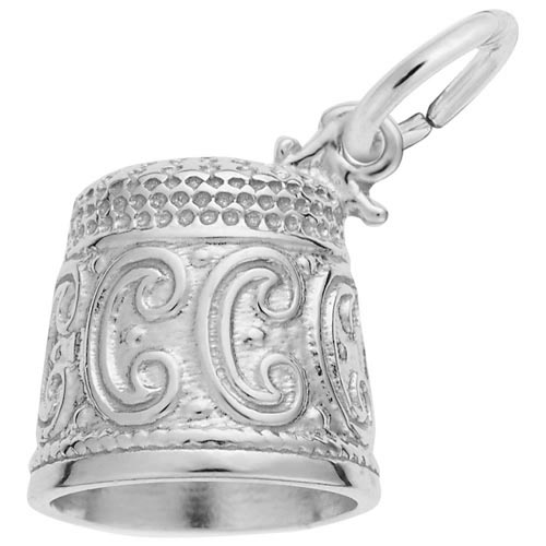 14K White Gold Thimble Charm by Rembrandt Charms