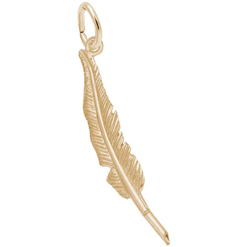 14K Gold Feather Pen Charm by Rembrandt Charms