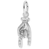 14K White Gold Good Luck Hand Charm by Rembrandt Charms