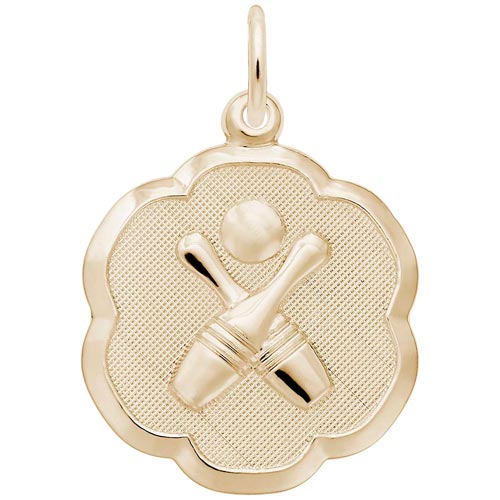 10K Gold Bowling Scalloped Disc Charm by Rembrandt Charms 10K Gold Bowling Scalloped Disc Charm by Rembrandt Charms
