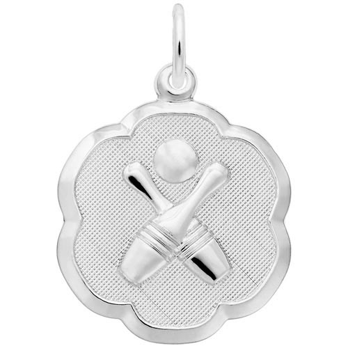 Sterling Silver Bowling Scalloped Disc Charm by Rembrandt Charms