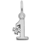 Sterling Silver Number One Accent Charm by Rembrandt Charms