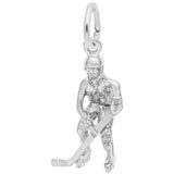14K White Gold Hockey Player Charm by Rembrandt Charms