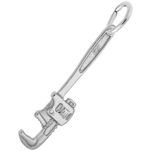 Rembrandt Pipe Wrench Charm, 14k White Gold