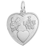14K White Gold I Love You Heart Charm by Rembrandt Charms