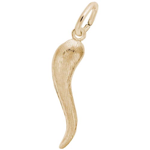 14K Gold Textured Italian Horn Charm by Rembrandt Charms