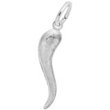 14K White Gold Textured Italian Horn Charm by Rembrandt Charms