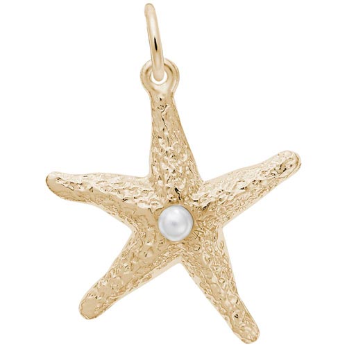 14K Gold Starfish with Pearl Charm by Rembrandt Charms 14K Gold Starfish with Pearl Charm by Rembrandt Charms