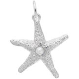 14K White Gold Starfish with Pearl Charm by Rembrandt Charms