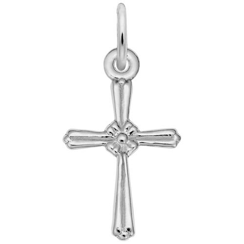 14K White Gold Cross Accent Charm by Rembrandt Charms