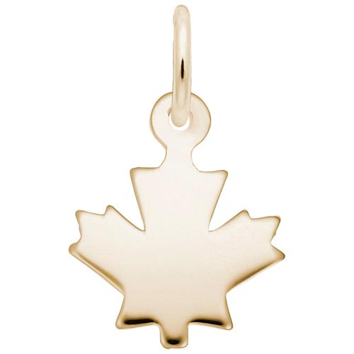 Gold Plate Flat Maple Leaf Accent Charm by Rembrandt Charms