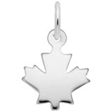 14K White Gold Flat Maple Leaf Accent Charm by Rembrandt Charms