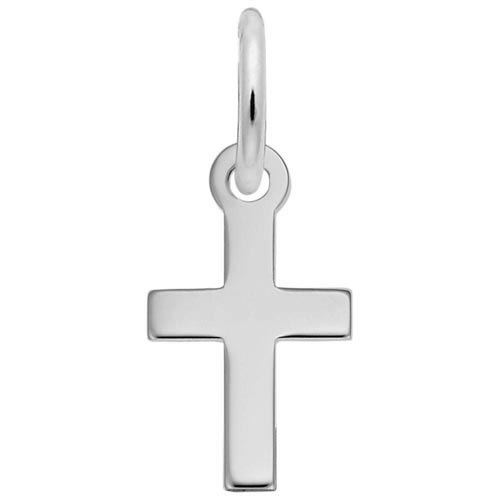 14K White Gold Plain Cross Accent Charm by Rembrandt Charms