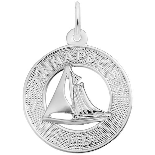 14K White Gold Annapolis Sailboat Ring Charm by Rembrandt Charms