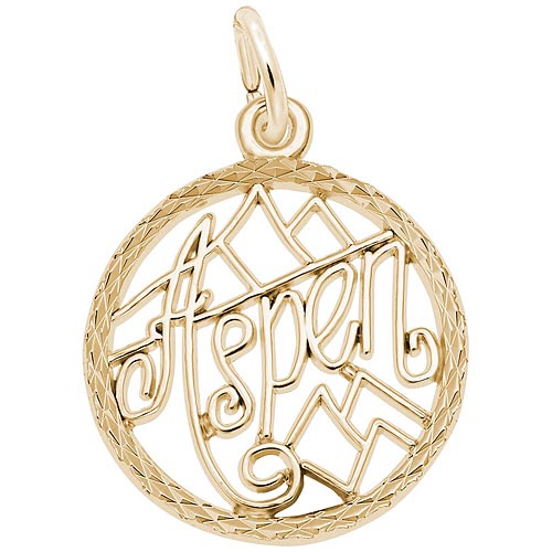 14K Gold Aspen, Colorado Faceted Charm by Rembrandt Charms 14K Gold Aspen, Colorado Faceted Charm by Rembrandt Charms